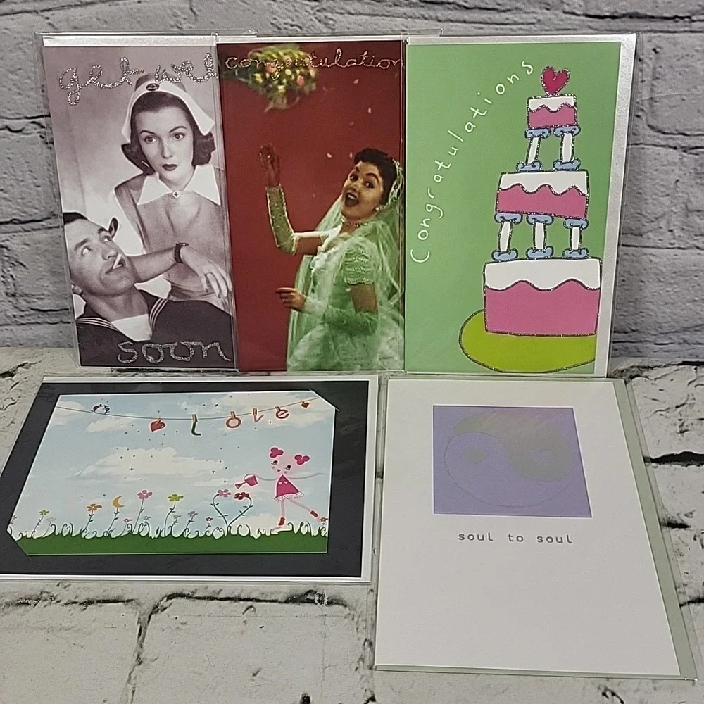 Get Well Retro Wedding Congrats Love Greeting Cards Assorted Lot Of 5 New Sealed